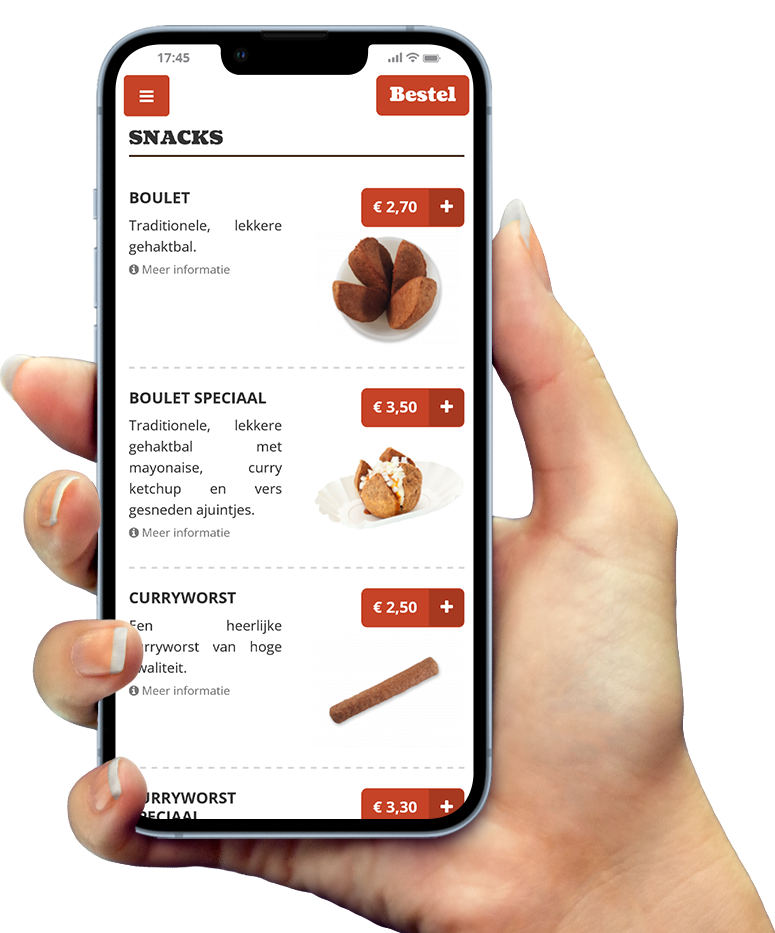 Voorbeeld van onze app op smartphone